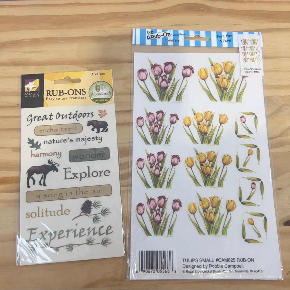*5/$15* Crafting Rub-on transfers Great Outdoors and EZ Rub-on Transfers Tulips